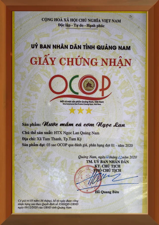 Chứng nhận OCOP 3 sao